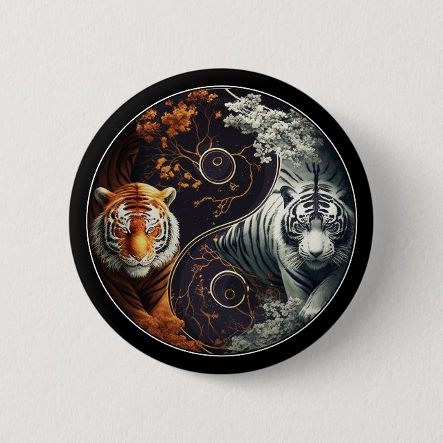 Tigers Yin Yang Button (Vorderseite)