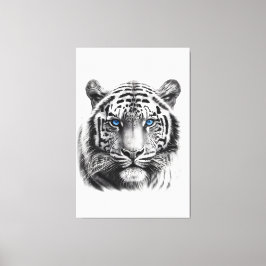 Tigerstift Zeichnend mit blauen Augen Leinwanddruck