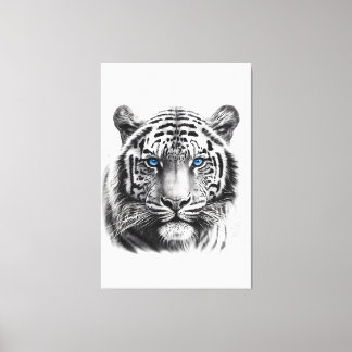 Tigerstift Zeichnend mit blauen Augen Leinwanddruck