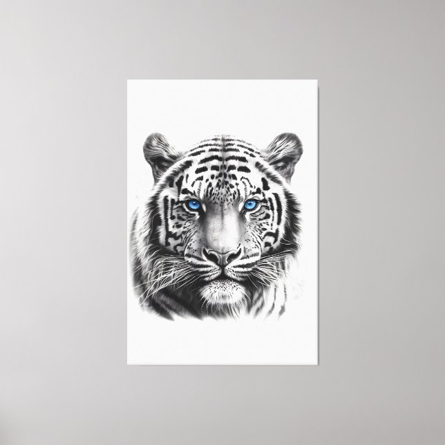 Tigerstift Zeichnend mit blauen Augen Leinwanddruck (Vorderseite)