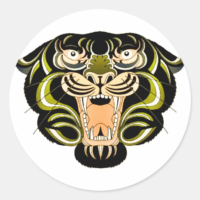 Tigerstil 1 runder aufkleber (Vorderseite)