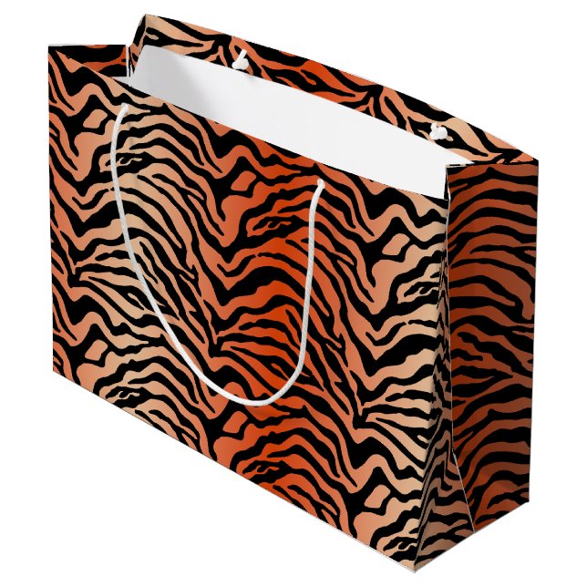 Tigerstreifen drucken große Geschenktasche Große Geschenktüte (Rückseite Schrägansicht)
