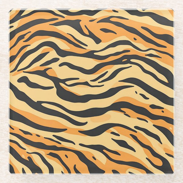 Tigerstreifen Glasuntersetzer (Vorderseite)