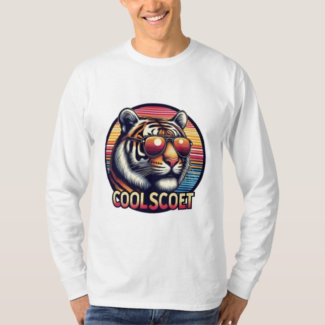 Tigerstyling-T-Shirt - Retro-Look mit Brille T-Shirt (Vorderseite)