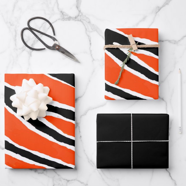 Tigerumpfpapier - orange/schwarz geschenkpapier set (Vorderseite)