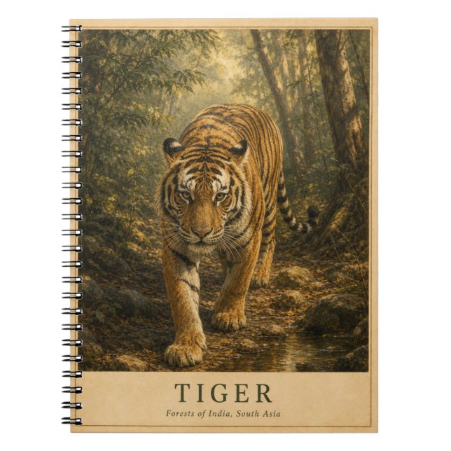 Tigerwälder Indiens VINTAGE Notizblock (Vorderseite)