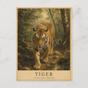 Tigerwälder Indiens VINTAGE Postkarte