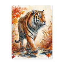 Tigerwandern im Herbst Wasserfarbe
