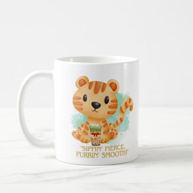 Tigerziffer Cartoon Kaffeetasse (Links)