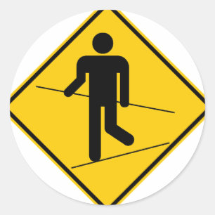Tightrope Walker Zone Highway-Zeichen Runder Aufkleber
