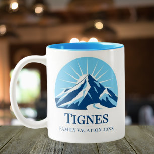 Tignes France Skigebiet Souvenir Zweifarbige Tasse