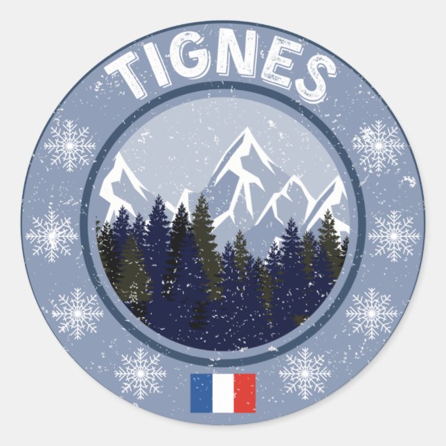 Tignes Skistation Runder Aufkleber (Vorderseite)