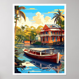 Tigre Argentina Travel Vintag Illustration Poster