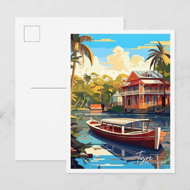 Tigre Argentina Travel Vintag Illustration Postkarte (Vorne/Hinten)