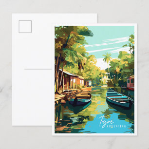 Tigre Argentinien Vintage-Reiseillustration Postkarte