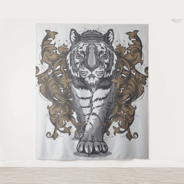 Tigre avec la tapisserie ultra-large d'art déco (Devant)