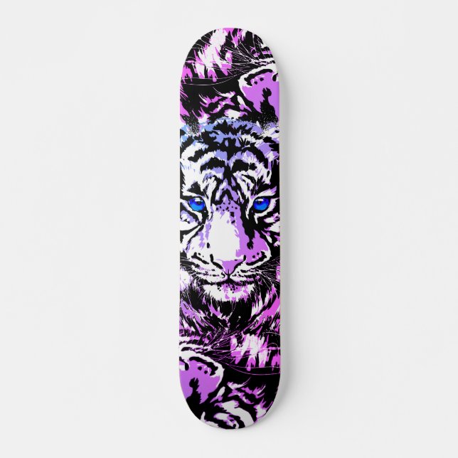 Tigre blanc de Sibérie - Tiger Skateboard bleu (Devant)