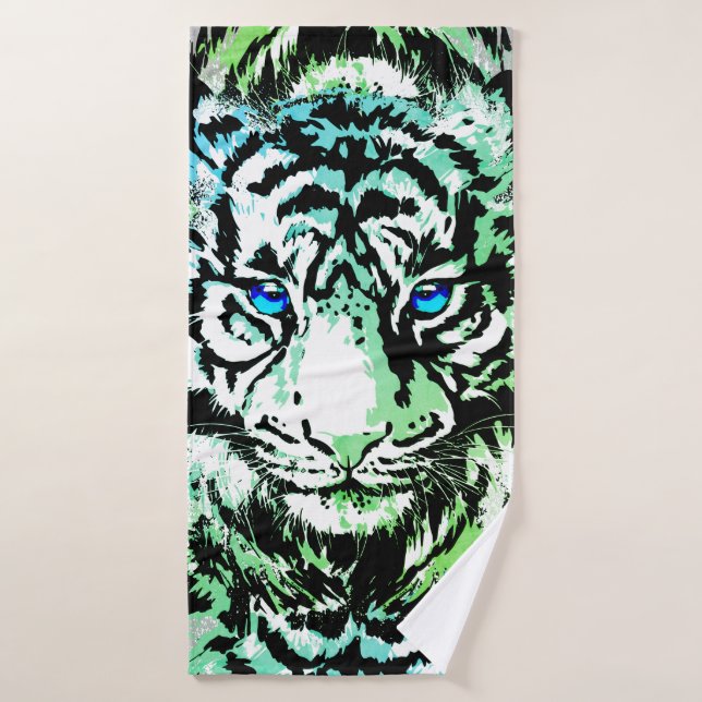 Tigre blanc de Sibérie - Yeux bleu tigre (Serviette de bain)