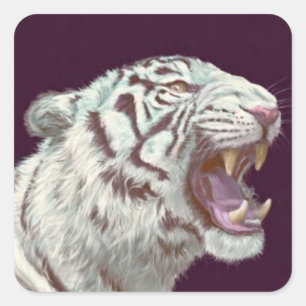 Tigre Blanc Pose Féroce – Autocollant