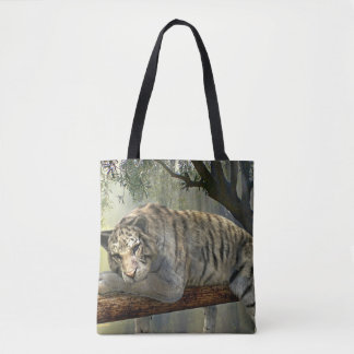 Tigre blanc refroidissant dans le sac fourre-tout