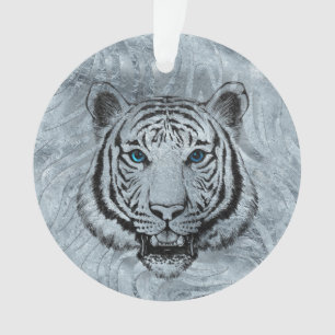 Tigre blanc sur l'arrière - plan en verre de Frost