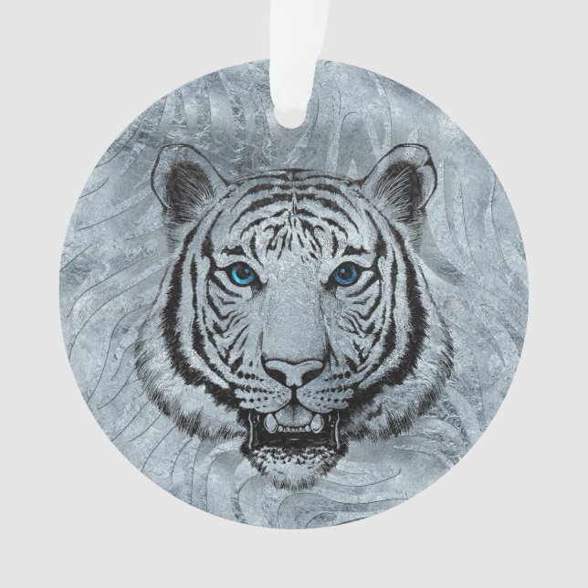 Tigre blanc sur l'arrière - plan en verre de Frost (devant)