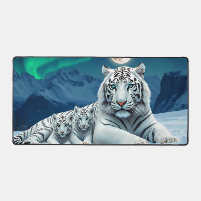 Tigre Blanche Et Bébés Dans La Neige (Recto)