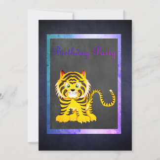 Tigre bleu Chalkboard ANNIVERSAIRE INVITATION DE L