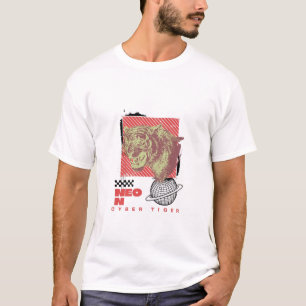 Tigre Cyber Néon – T-Shirt à Lumière Futuriste