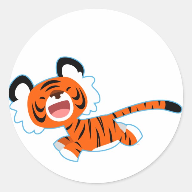 Tigre De Cartoon Mignonne Sur Le Sticker De Course (Devant)