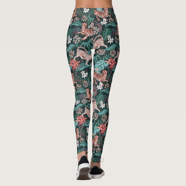 Tigre et Léopard Animal Jungle Imprimer Leggings (Dos)