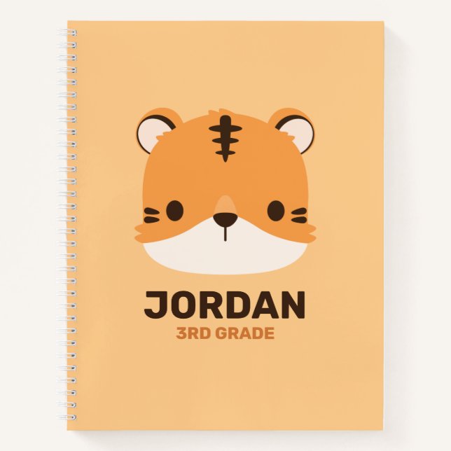 Tigre mignon avec Carnet de nom personnalisé (Devant)