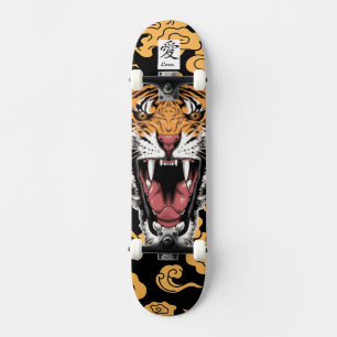 TIGRE ROULANT SKATEBOARD AVEC MOTIF NUAGE