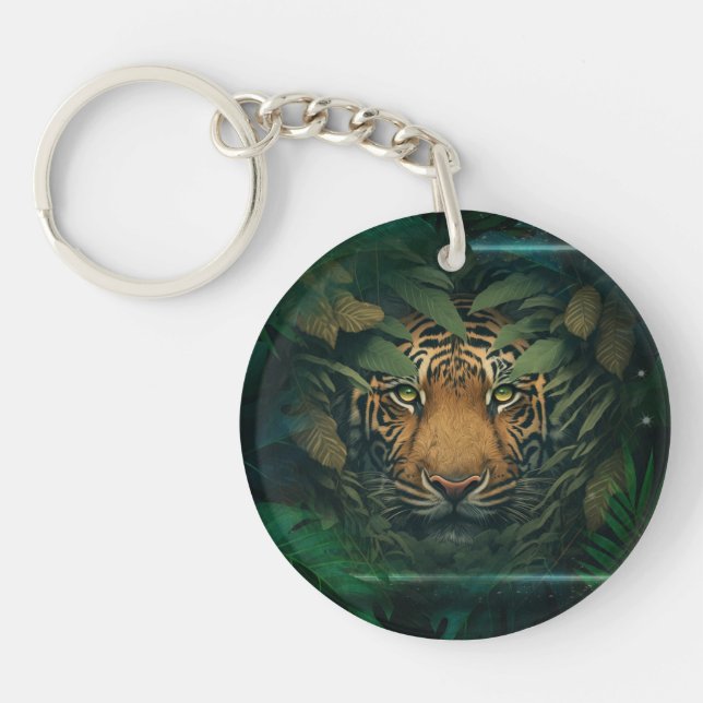 Tigre se cachant dans le feuillage               (Devant)