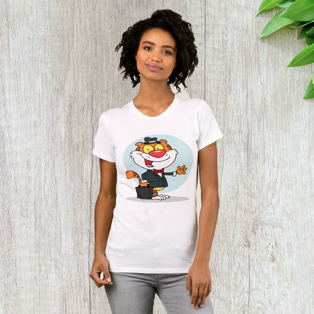Tigre Souriant Tenant Un T-shirt Femme Porte-Monna (Créateur téléchargé)
