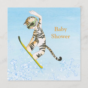 Tigre sur la carte d'invitation de baby shower de