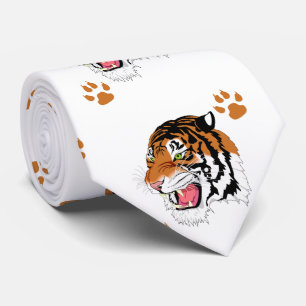 Tigre tête avec Empreintes de pattes sur cravate 