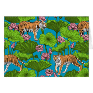 Tigres dans l'étang rose lotus