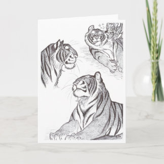 Tigres en noir carte de voeux
