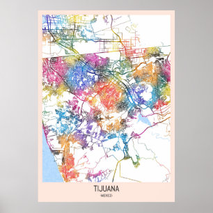Tijuana Mexico City Map Poster
