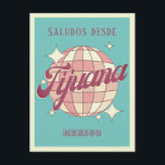 Tijuana Mexico Retro Vintages Party Postkarte<br><div class="desc">Tijuana Mexico Retro Vintages Design mit einer Diskothek in rosa und apricot pfirsichfarben. Diese schöne Postkarte ist eine perfekte Grußkarte für Tijuana Mexiko Bewohner,  Besucher,  Touristen oder Fans.</div>