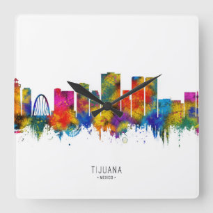 Tijuana Mexico Skyline Quadratische Wanduhr