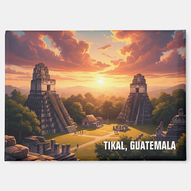 Tikal Guatemala Sunset Magnet (Vorderseite)
