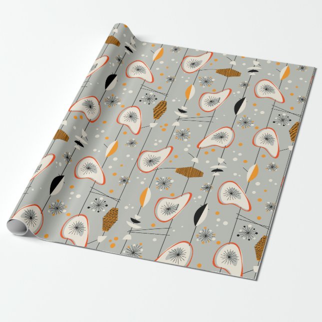 Tiki Atomic Wrapping Paper der Mitte des Jahrhunde Geschenkpapier (Ungerollt)