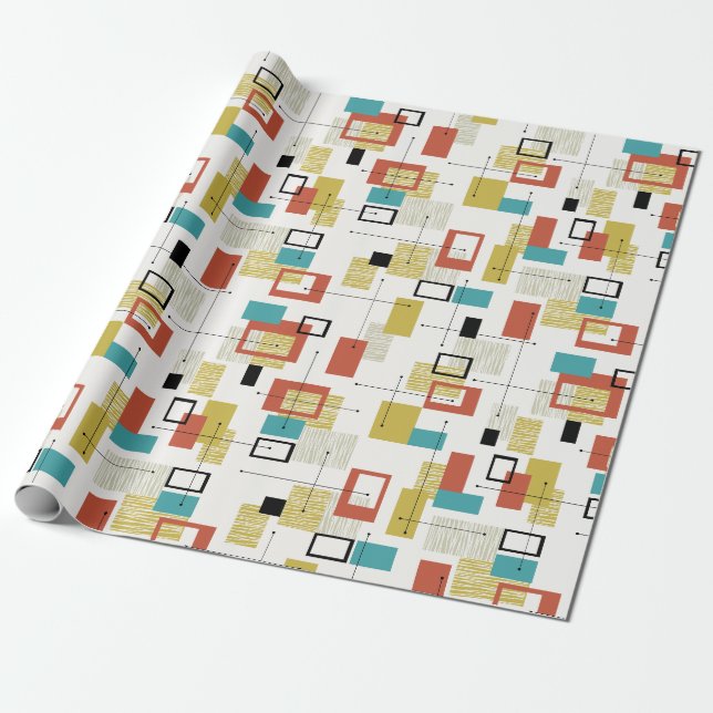 Tiki Atomic Wrapping Paper der Mitte des Jahrhunde Geschenkpapier (Ungerollt)