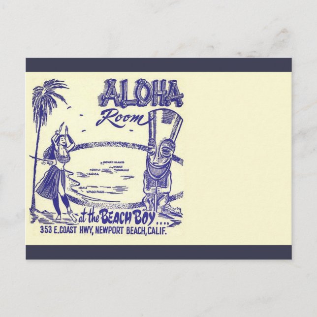 Tiki aus der Vintagen Mitte des Jahrhunderts Postkarte (Vorderseite)