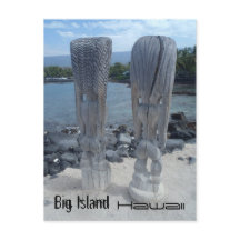 Tiki backside Big Island Hawaii Postkarte