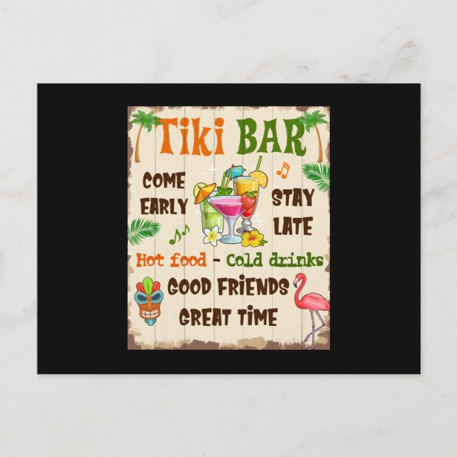 Tiki Bar Ankündigungspostkarte (Vorderseite)