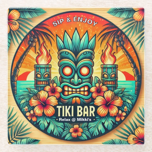 Tiki Bar Glass Untersetzer (Vorderseite)
