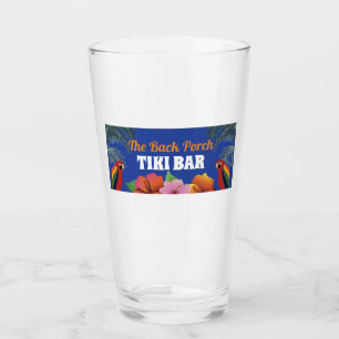 Tiki Bar mit Namen, Papageien, Hibiskus Glas